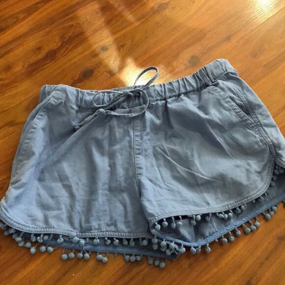 J. By J Crew Blue chambray pom-pom shorts size small - Picture 1 of 5